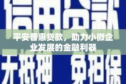 荥阳平安普惠贷款，助力小微企业发展的金融利器