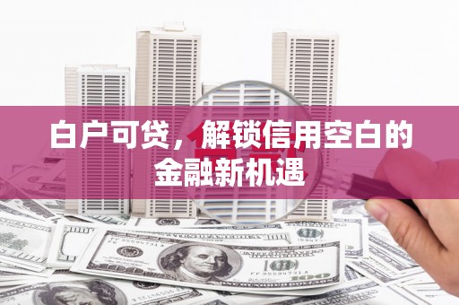 东势白户可贷，解锁信用空白的金融新机遇
