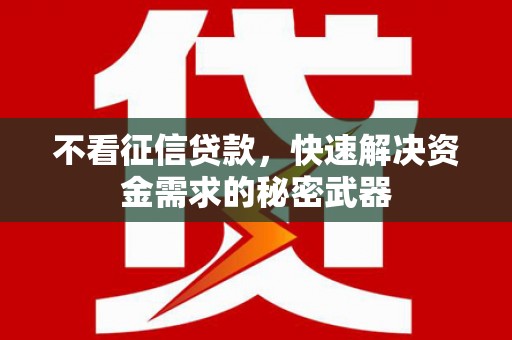 阿莲不看征信贷款，快速解决资金需求的秘密武器